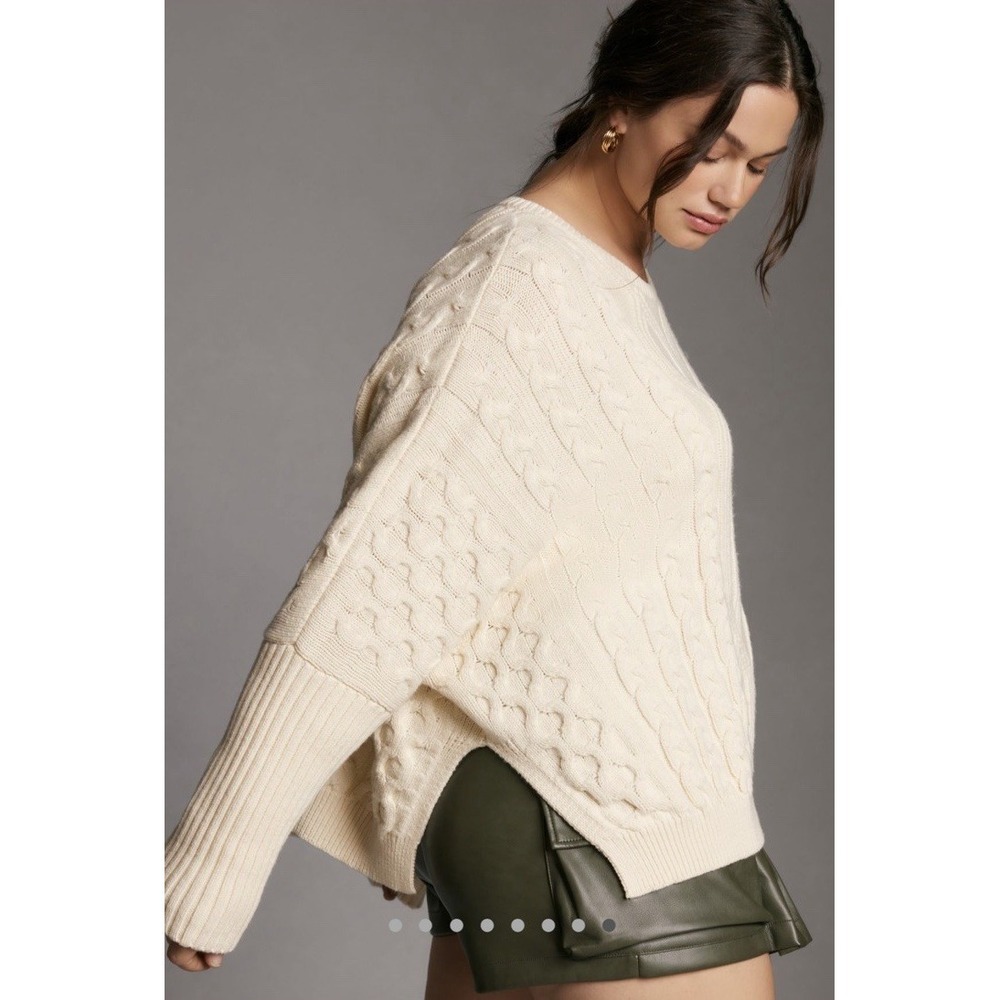 Anthropologie Maeve Oversized Cable Sweater Size XL Preppy Fisherman Academia - Picture 14 of 16